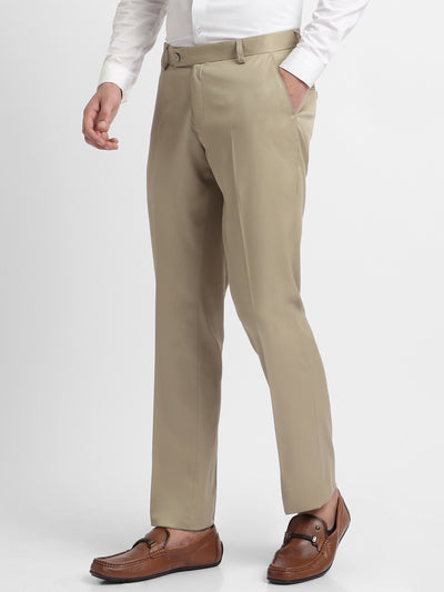 Men's Light Olive Solid Formal Trousers