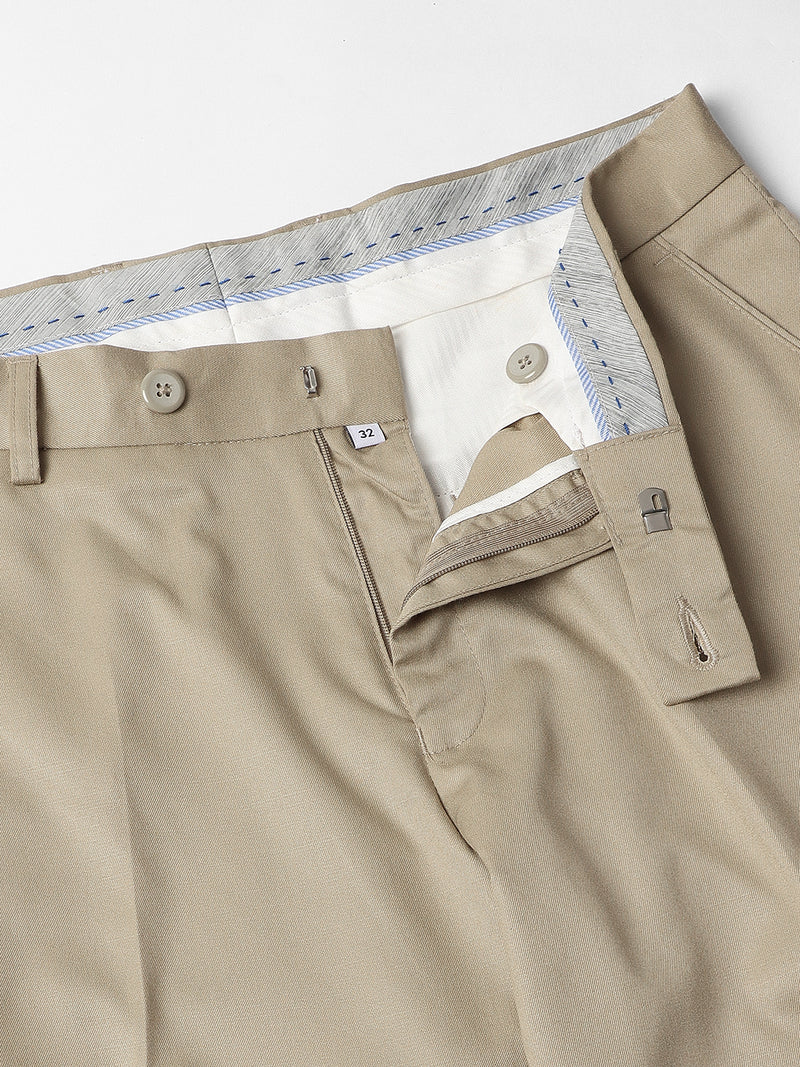 Men's Light Olive Solid Formal Trousers