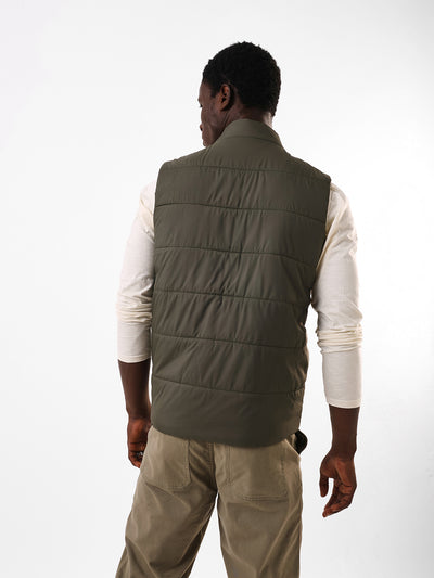Men's Stand Collar Sleeveless Colourblocked Gilet Jacket