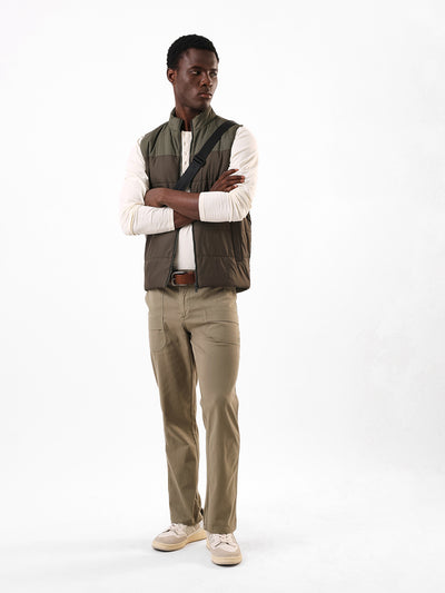 Men's Stand Collar Sleeveless Colourblocked Gilet Jacket