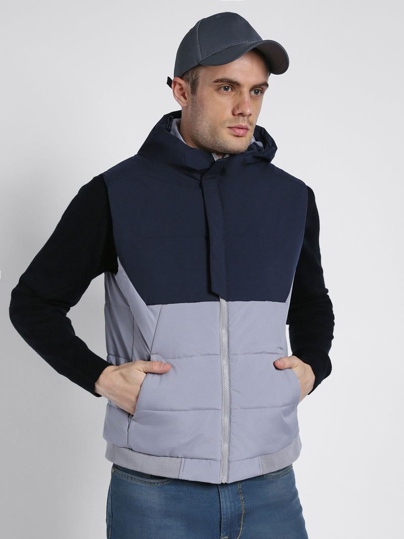 Dennis Lingo Men's Hooded Regular Fit Colourblock Stone Jackets