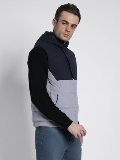 Dennis Lingo Men's Hooded Regular Fit Colourblock Stone Jackets