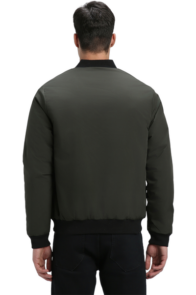 Dennis Lingo Men's Rib Neck Regular Fit Panelled Riffle Green Jackets