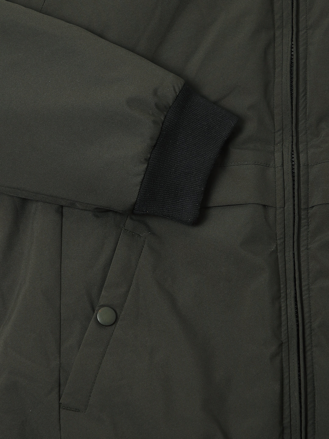 Men's Rib Neck Regular Fit Panelled Riffle Green Jackets