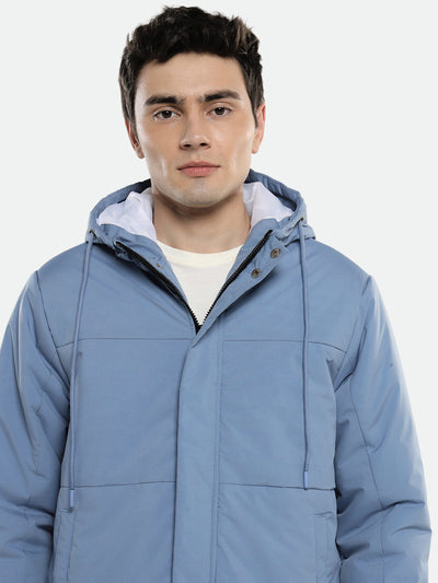 Dennis Lingo Men's Hooded Regular Fit Solid Grey Sky Jackets