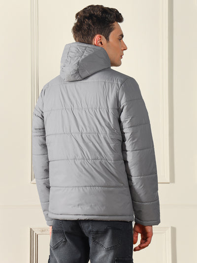 Men's Hooded Regular Fit Solid Silver Jackets