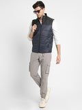 Dennis Lingo Men's Denim Colourblock Quilted High Neck Sleeveless Gillet Jackets