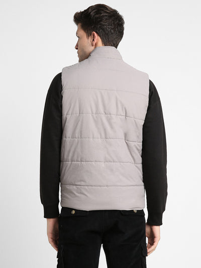Dennis Lingo Men's Light Grey Colourblock Quilted High Neck Sleeveless Gillet Jackets