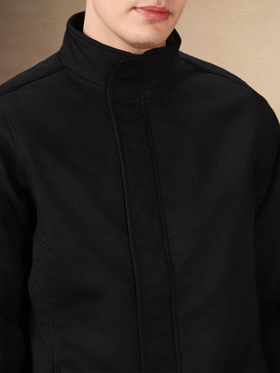 Men's Solid Stand Collar Full Sleeves Regular Fit Jacket