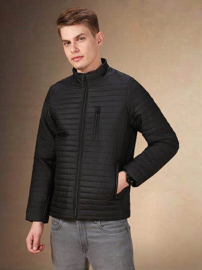 Men's Solid Stand Collar Full Sleeves Regular Fit Jacket