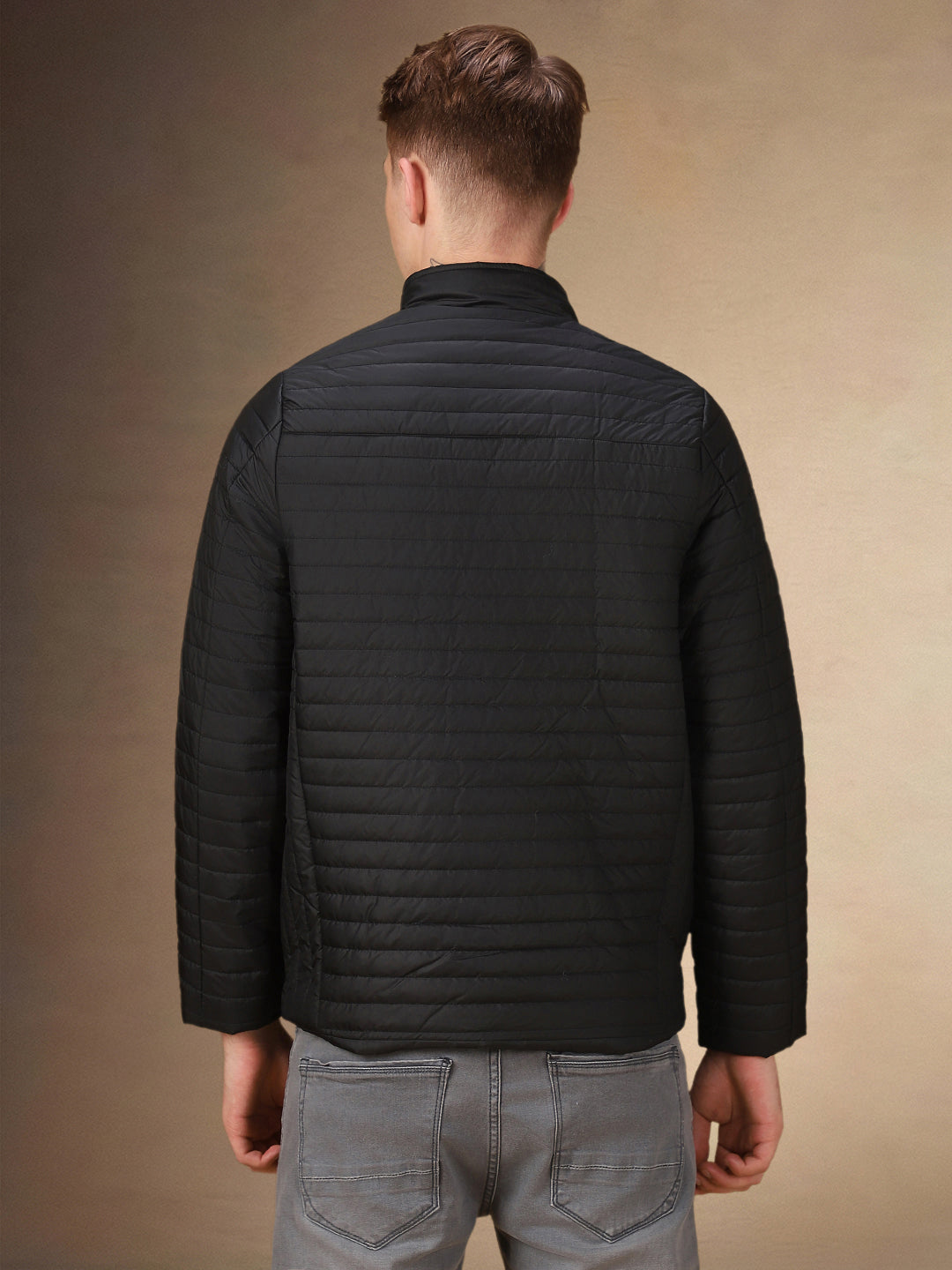 Men's Solid Stand Collar Full Sleeves Regular Fit Jacket