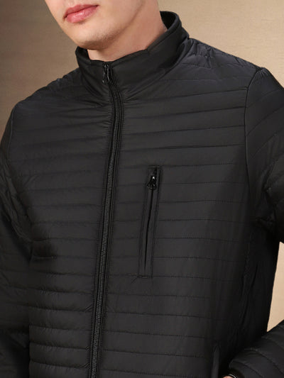 Men's Solid Stand Collar Full Sleeves Regular Fit Jacket