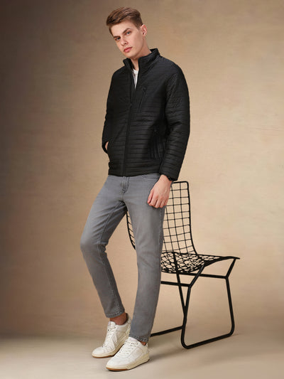 Men's Solid Stand Collar Full Sleeves Regular Fit Jacket