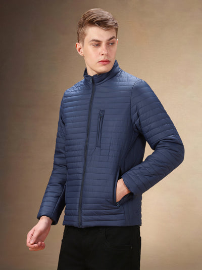Men's Solid Stand Collar Full Sleeves Regular Fit Jacket