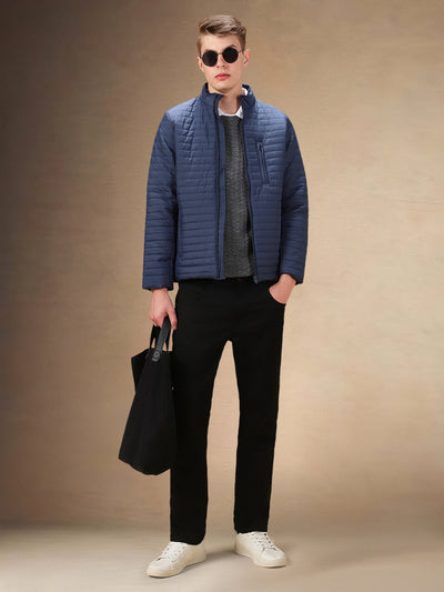 Men's Solid Stand Collar Full Sleeves Regular Fit Jacket