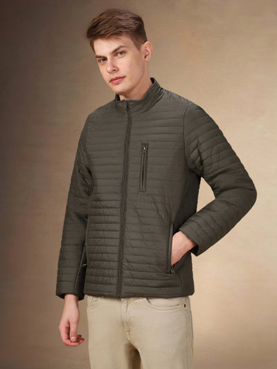 Men's Solid Stand Collar Full Sleeves Regular Fit Jacket