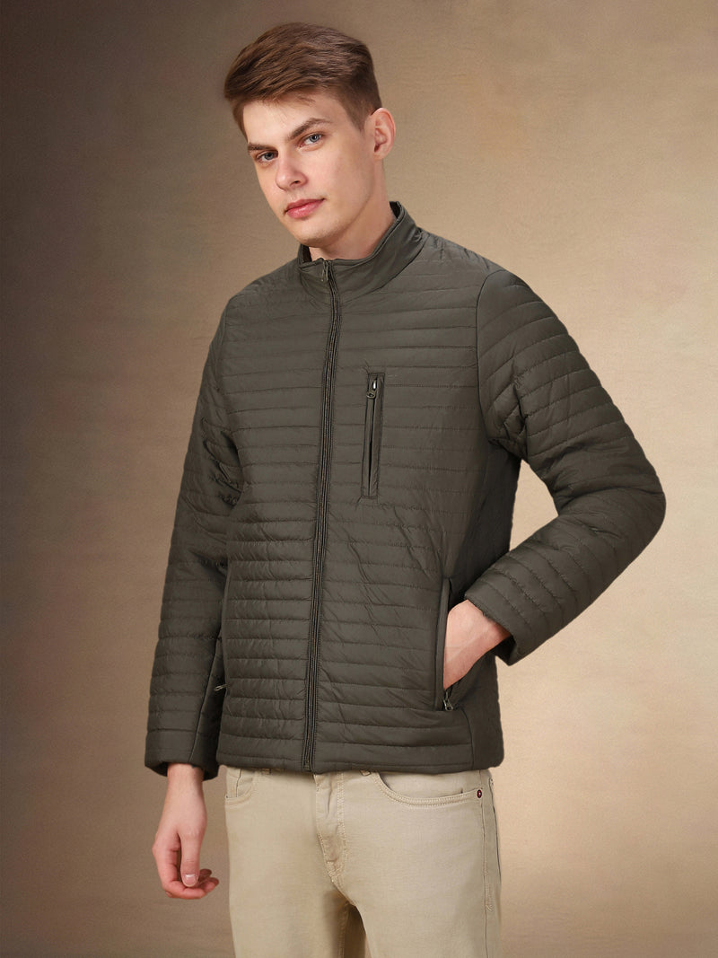 Men's Solid Stand Collar Full Sleeves Regular Fit Jacket