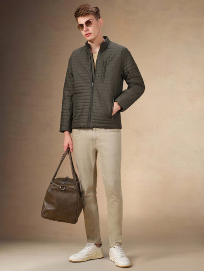 Men's Solid Stand Collar Full Sleeves Regular Fit Jacket