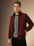 Men's Wine Solid Mock Neck Full Sleeves Reversible Puffer Jacket