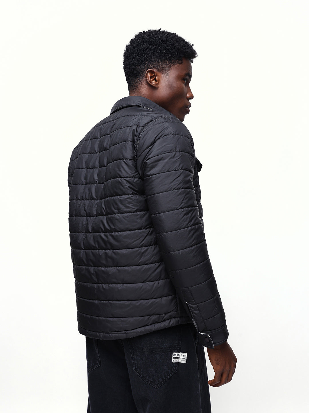 Men's Flannel Checks Spread Collar Full Sleeves Reversible Puffer Jacket