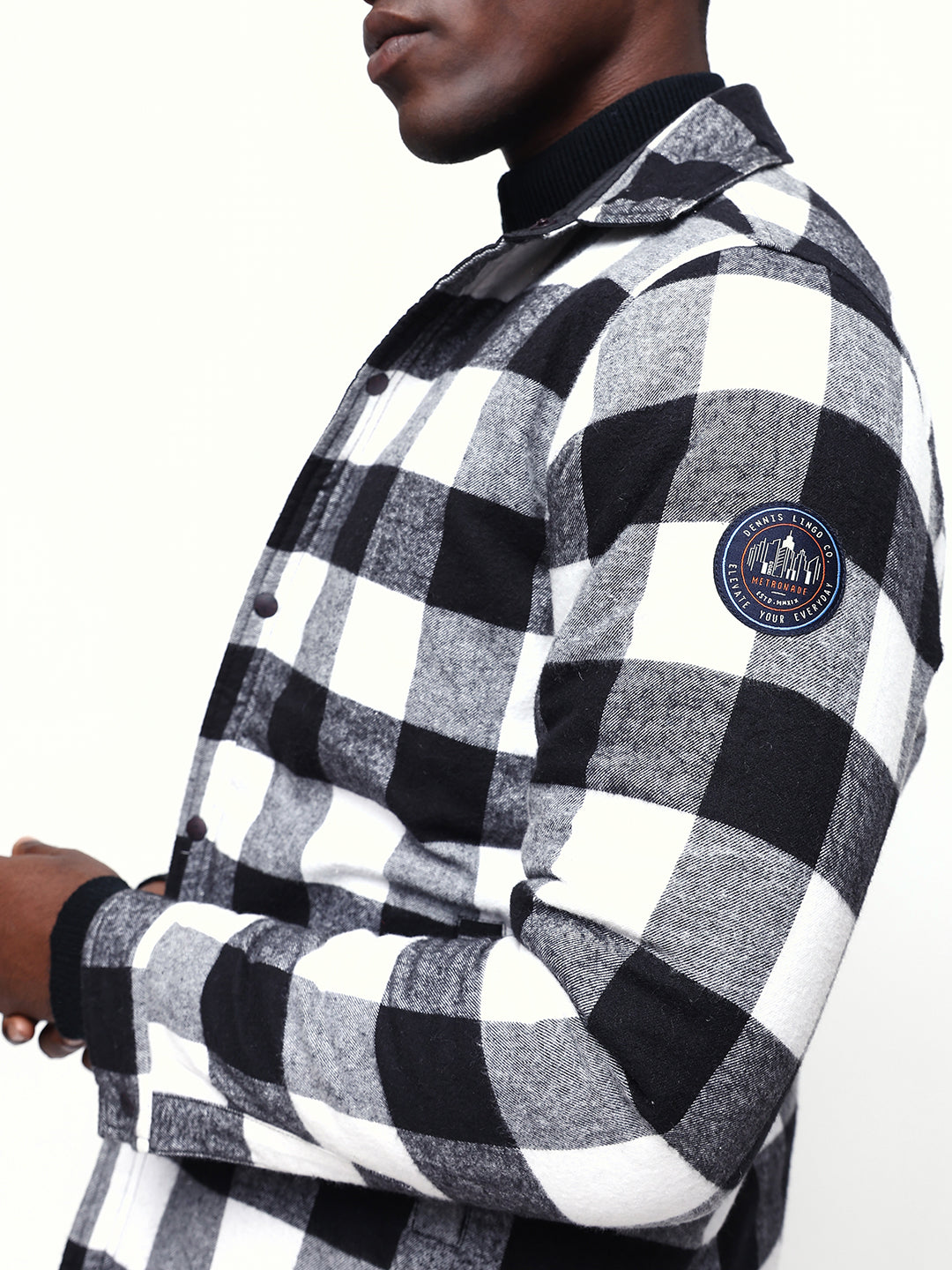 Men's Flannel Checks Spread Collar Full Sleeves Reversible Puffer Jacket
