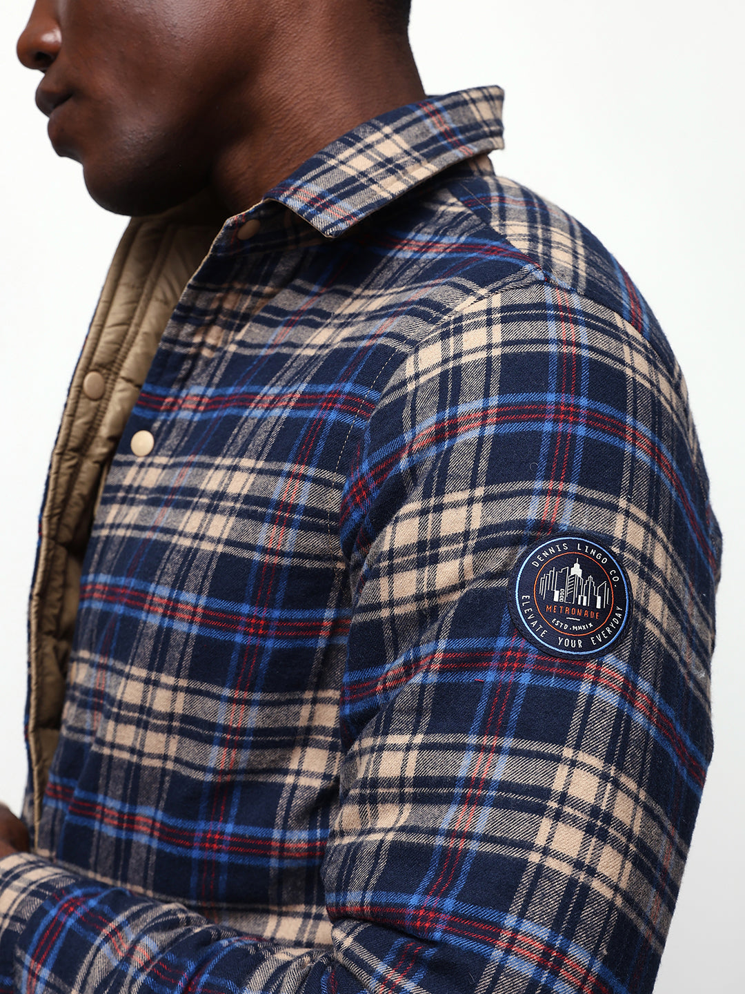 Men's Flannel Checks Spread Collar Full Sleeves Reversible Puffer Jacket