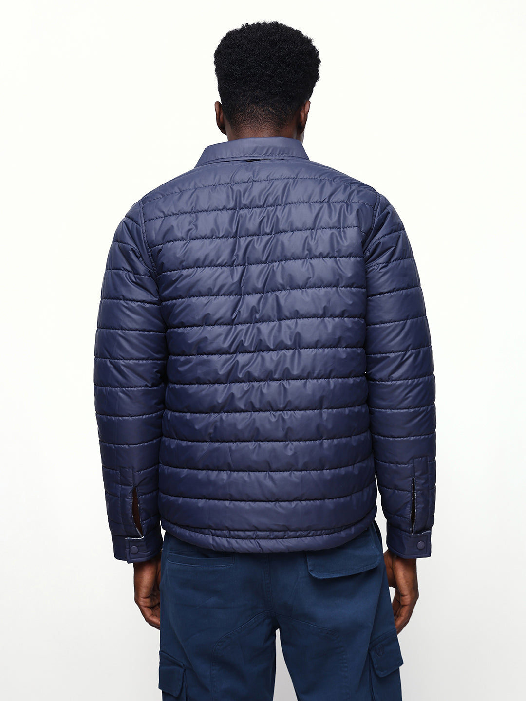Men's Flannel Checks Spread Collar Full Sleeves Reversible Puffer Jacket