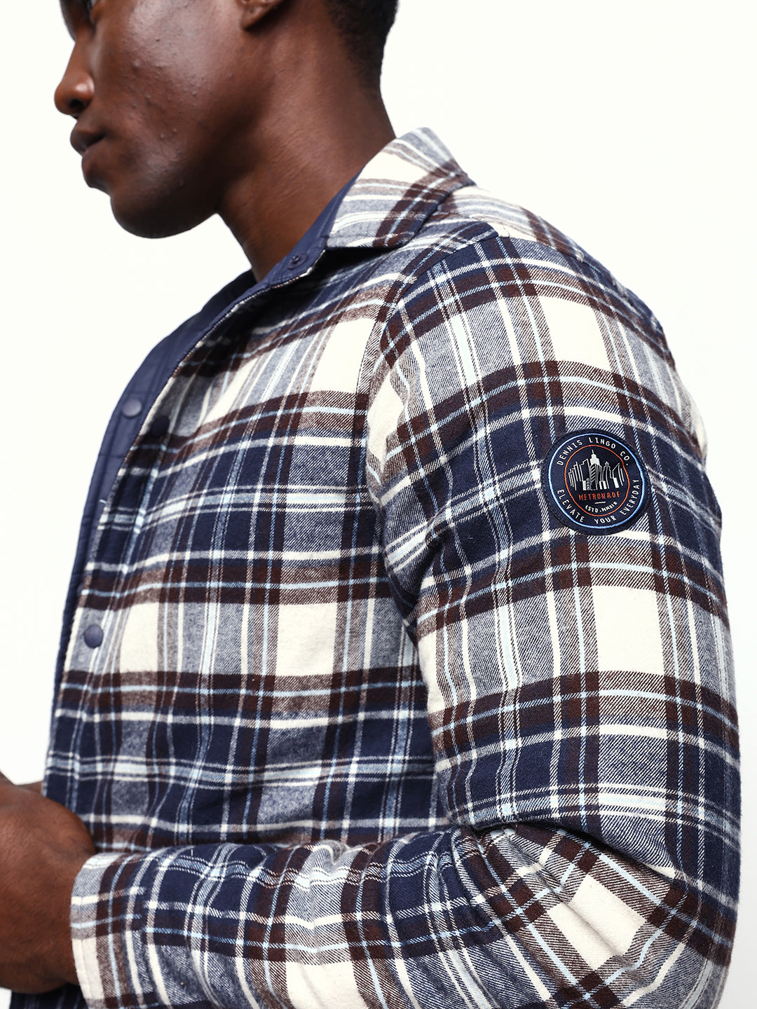 Men's Flannel Checks Spread Collar Full Sleeves Reversible Puffer Jacket