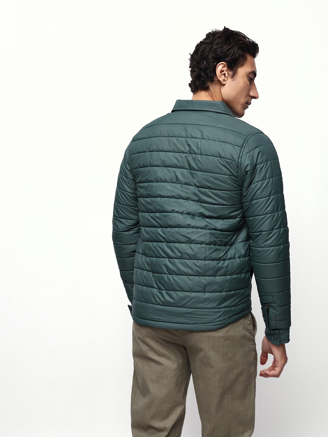 Men's Flannel Checks Spread Collar Full Sleeves Reversible Puffer Jacket