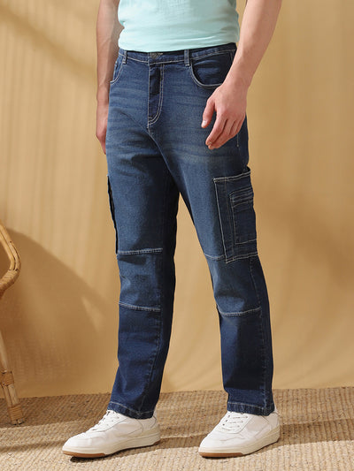 Men's Relaxed Fit Mid-Rise Stretchable Cargo Jeans