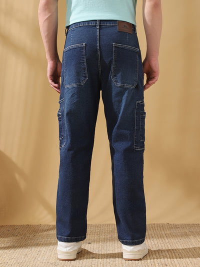 Men's Relaxed Fit Mid-Rise Stretchable Cargo Jeans