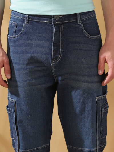 Men's Relaxed Fit Mid-Rise Stretchable Cargo Jeans