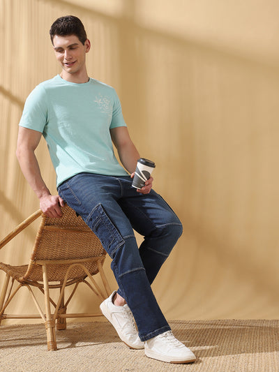 Men's Relaxed Fit Mid-Rise Stretchable Cargo Jeans