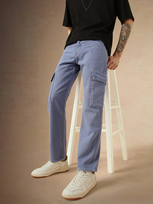 Men's Navy Blue Cotton Relaxed Fit Mid-Rise Casual Jeans