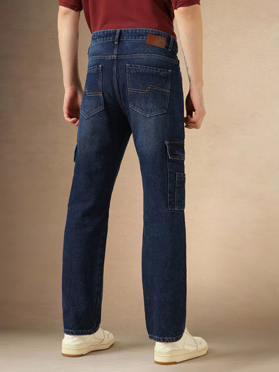 Men's Blue Cotton Relaxed Fit Mid-Rise Casual Jeans