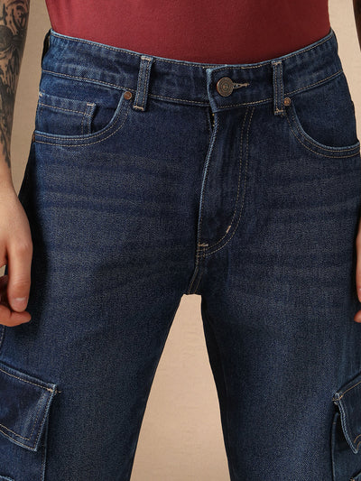 Men's Blue Cotton Relaxed Fit Mid-Rise Casual Jeans