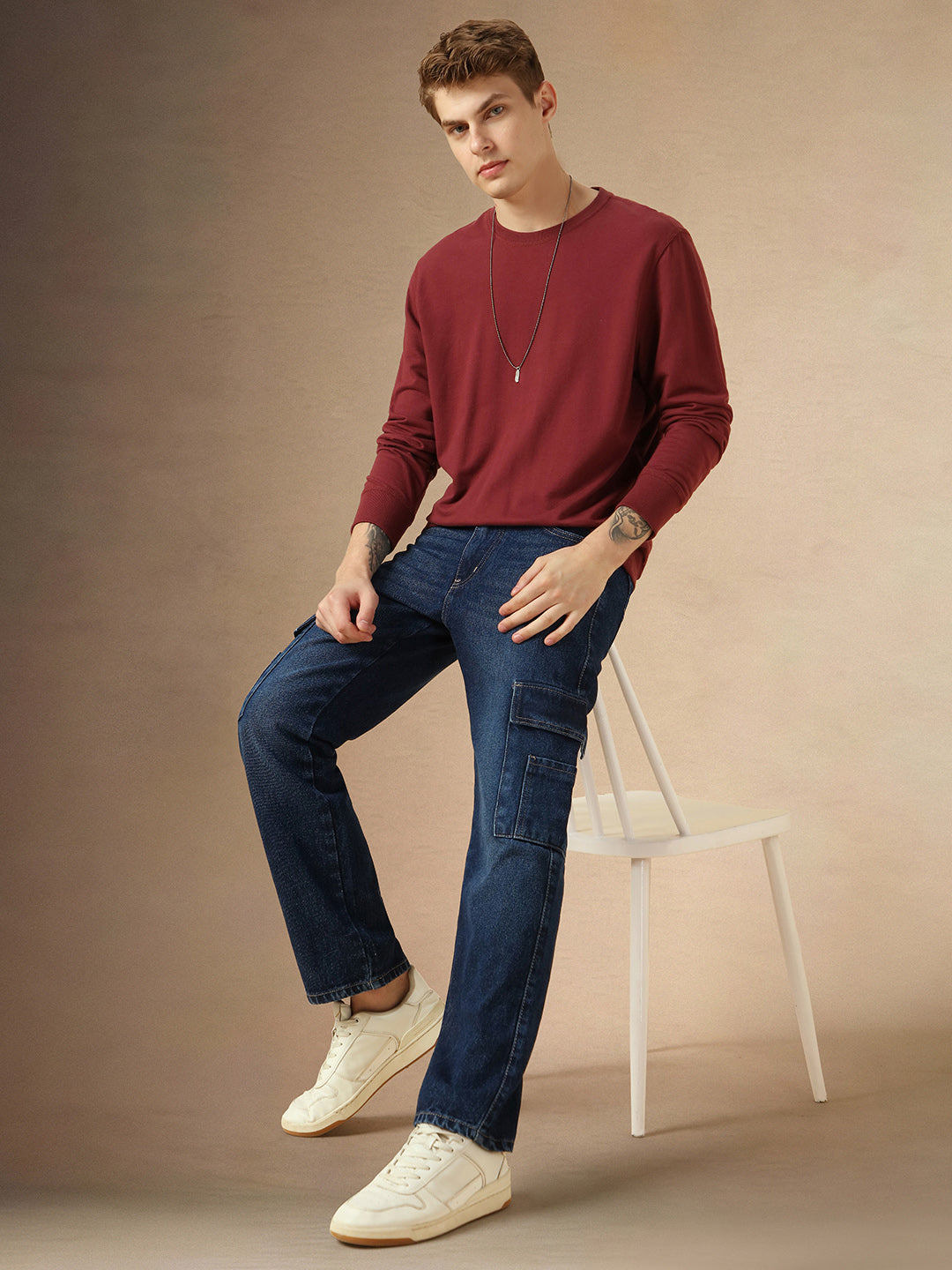 Men's Blue Cotton Relaxed Fit Mid-Rise Casual Jeans