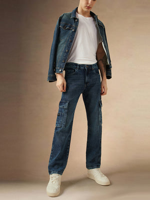 Men's Blue Cotton Relaxed Fit Mid-Rise Casual Jeans