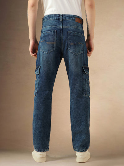 Men's Blue Cotton Relaxed Fit Mid-Rise Casual Jeans