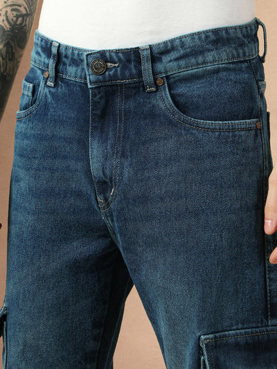 Men's Blue Cotton Relaxed Fit Mid-Rise Casual Jeans