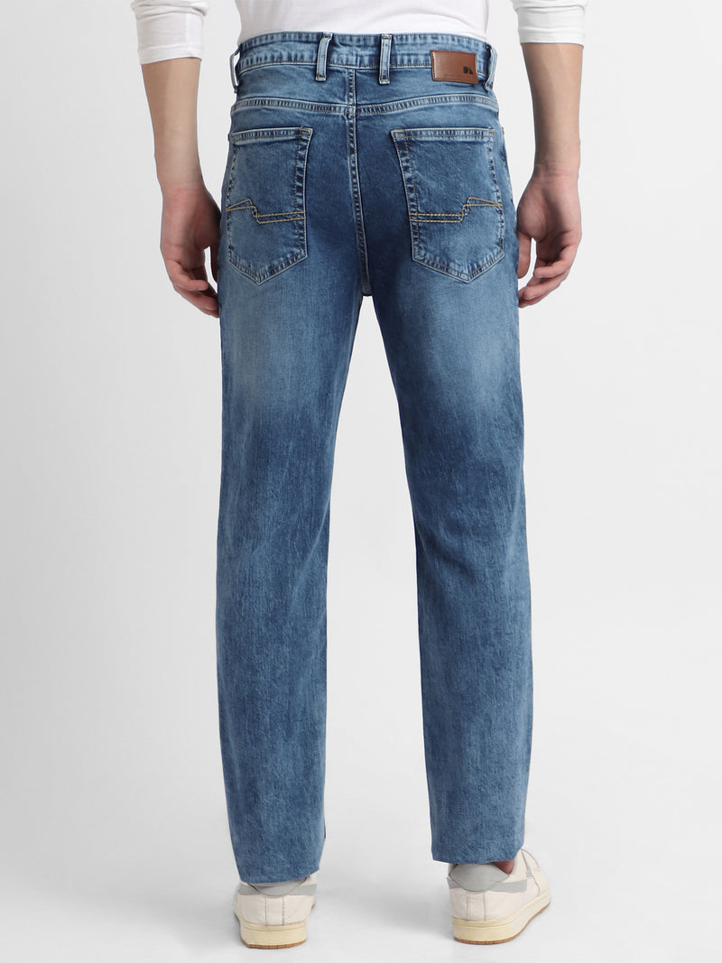 Dennis Lingo Men's Straight Fit Washed Indigo Stretchable Jeans