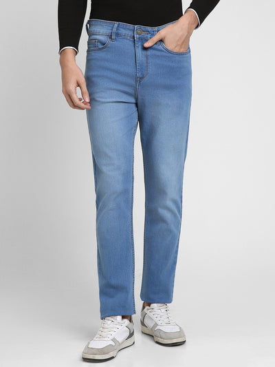 Men's Straight Fit Washed Indigo Stretchable Jeans