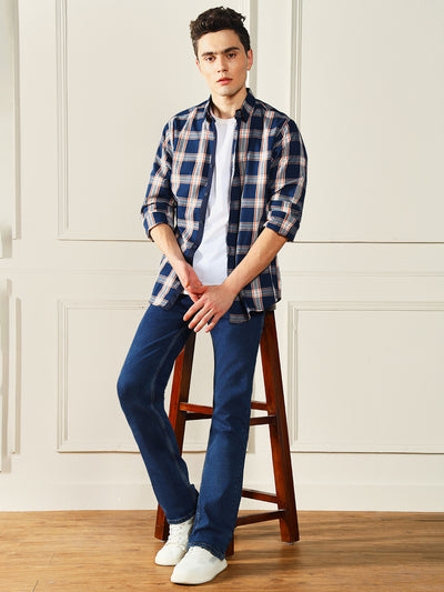 Men's Boot Cut Washed Indigo Stretchable Jeans