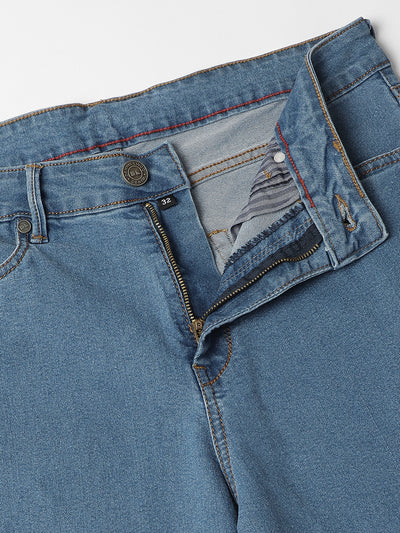 Men's Straight Cargo Fit Washed Indigo Stretchable Jeans
