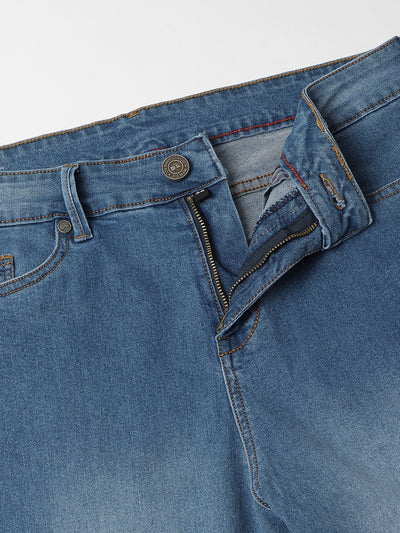 Men's Straight Cargo Fit Washed Indigo Stretchable Jeans