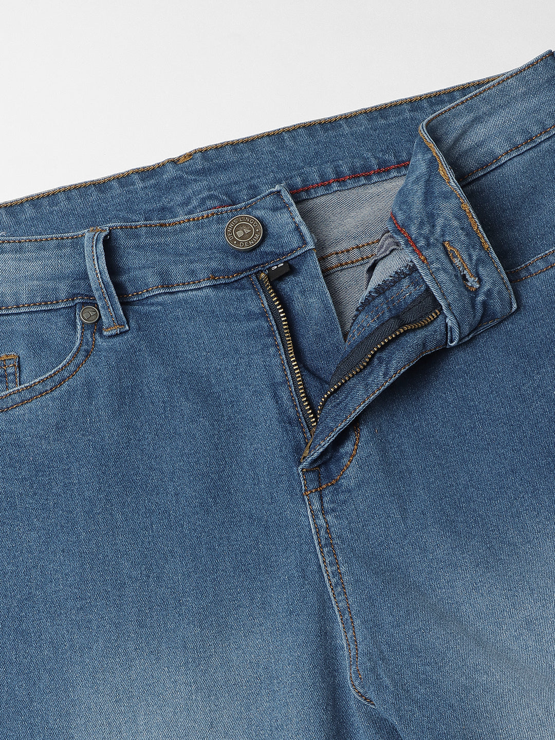 Men's Straight Cargo Fit Washed Indigo Stretchable Jeans