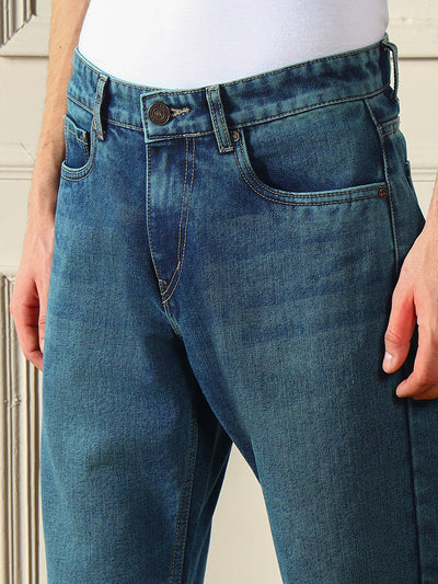 Men's Mid Blue Relaxed Fit Mid Rise Jeans