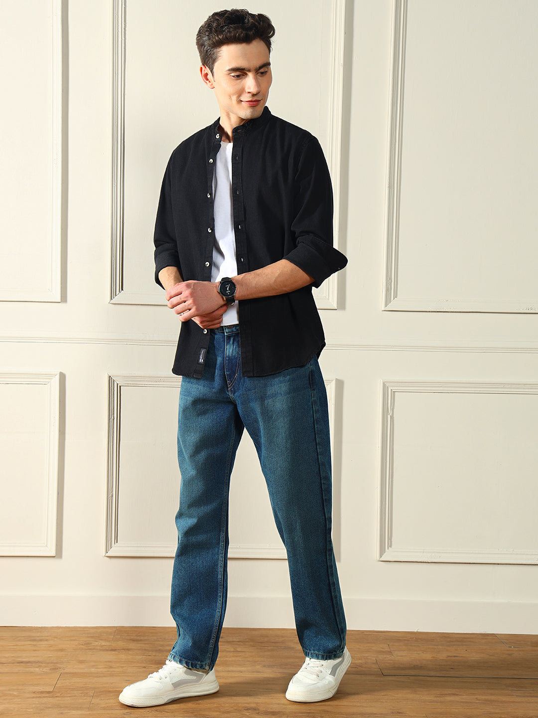 Men's Mid Blue Relaxed Fit Mid Rise Jeans