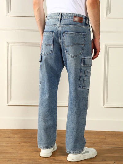 Men's Light Blue Relaxed Fit Light Fade Jeans