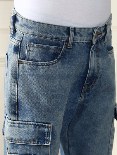 Men's Light Blue Relaxed Fit Light Fade Jeans